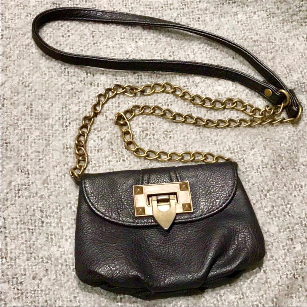 Black and gold crossbody mini bag